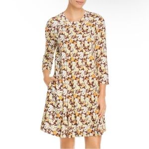 Tory Burch - Silk Wool Challis Floral Short Dress Reverie Brown - Sz 16